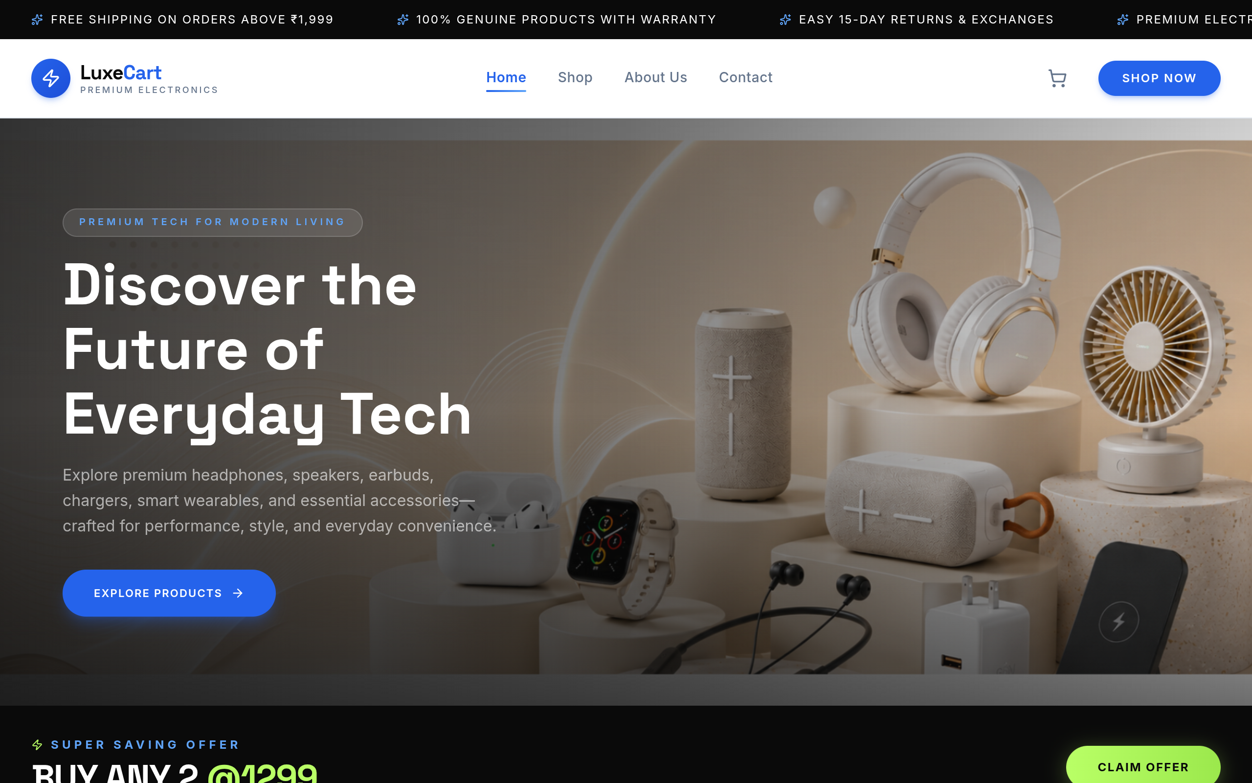 LuxeCart Shop ecommerce store preview