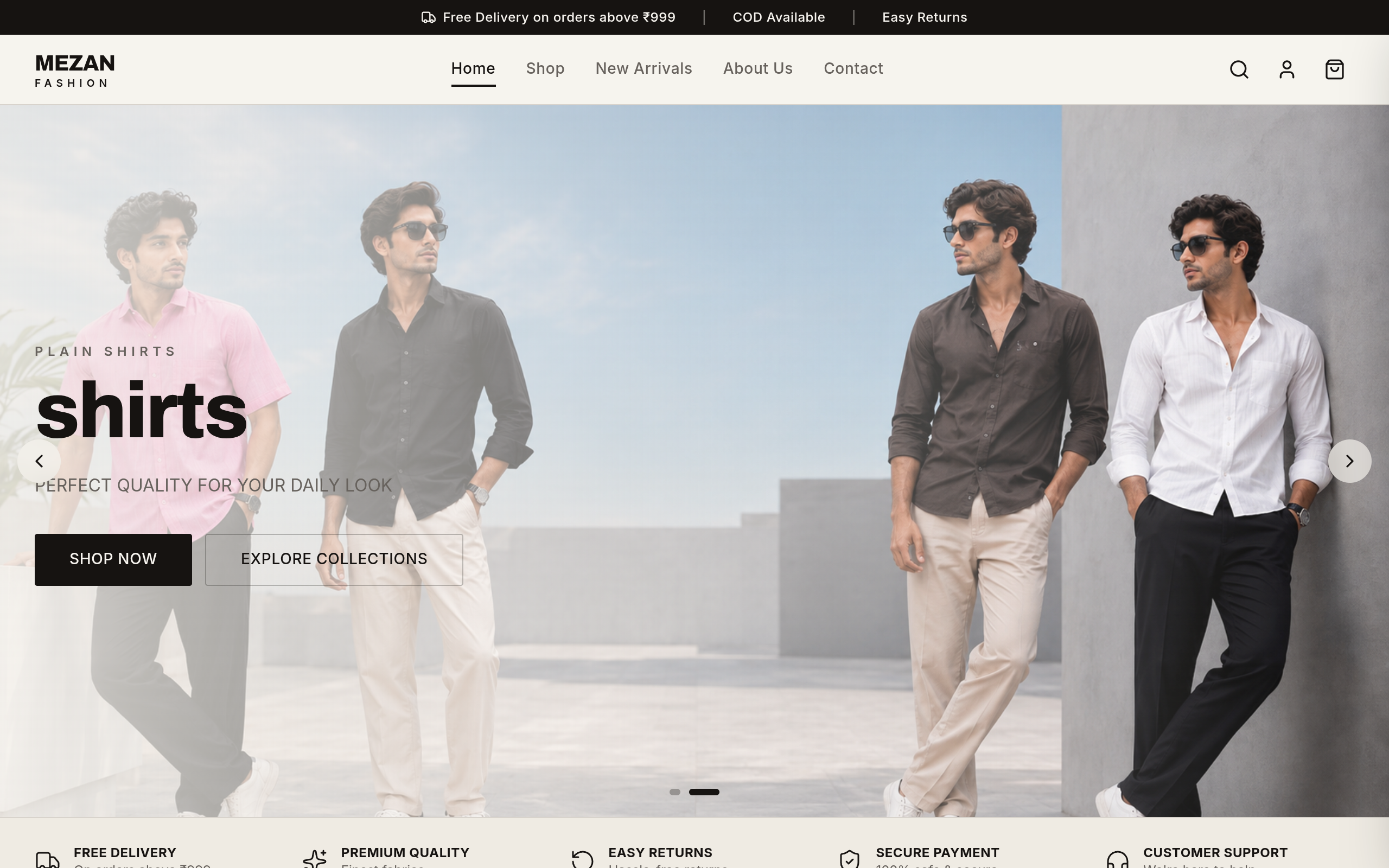 Mezan Fashion ecommerce store preview