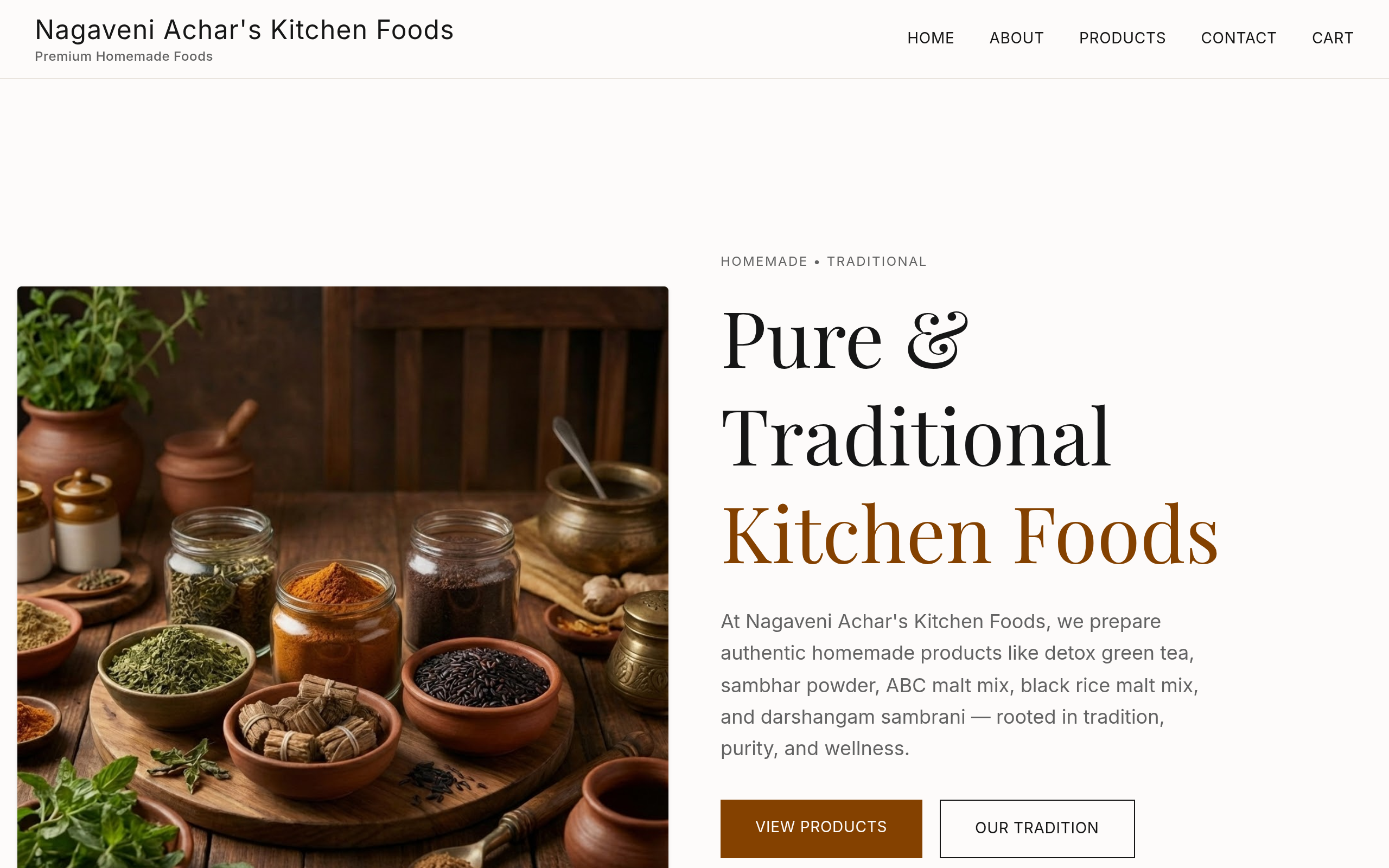 Nagaveni Achar's Kitchen Foods ecommerce store preview