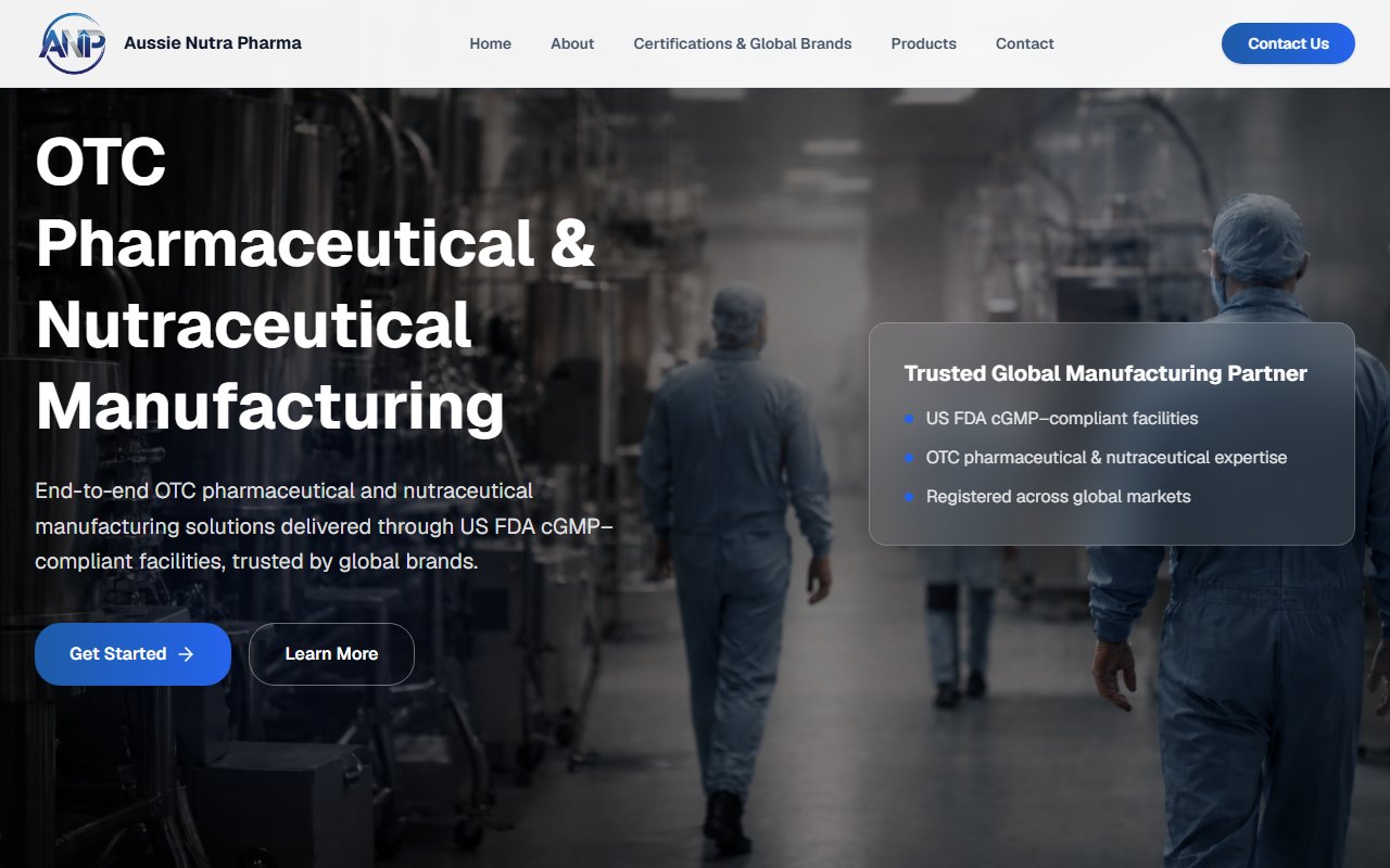 Aussie Nutra Pharma website preview