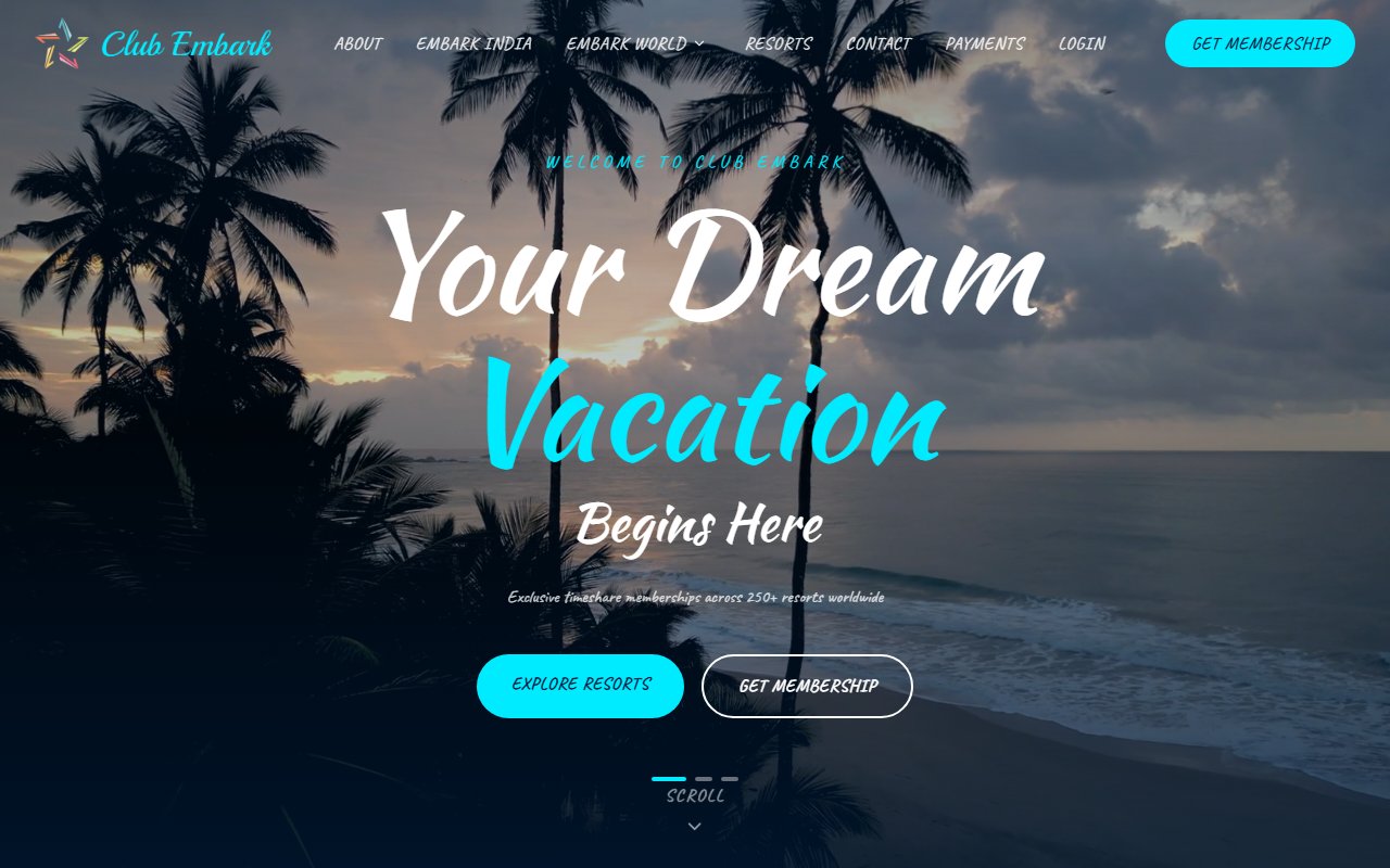 Club Embark website preview