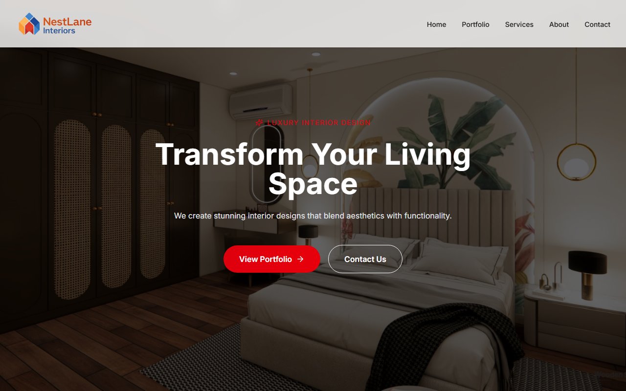 Nestlane Interiors website preview